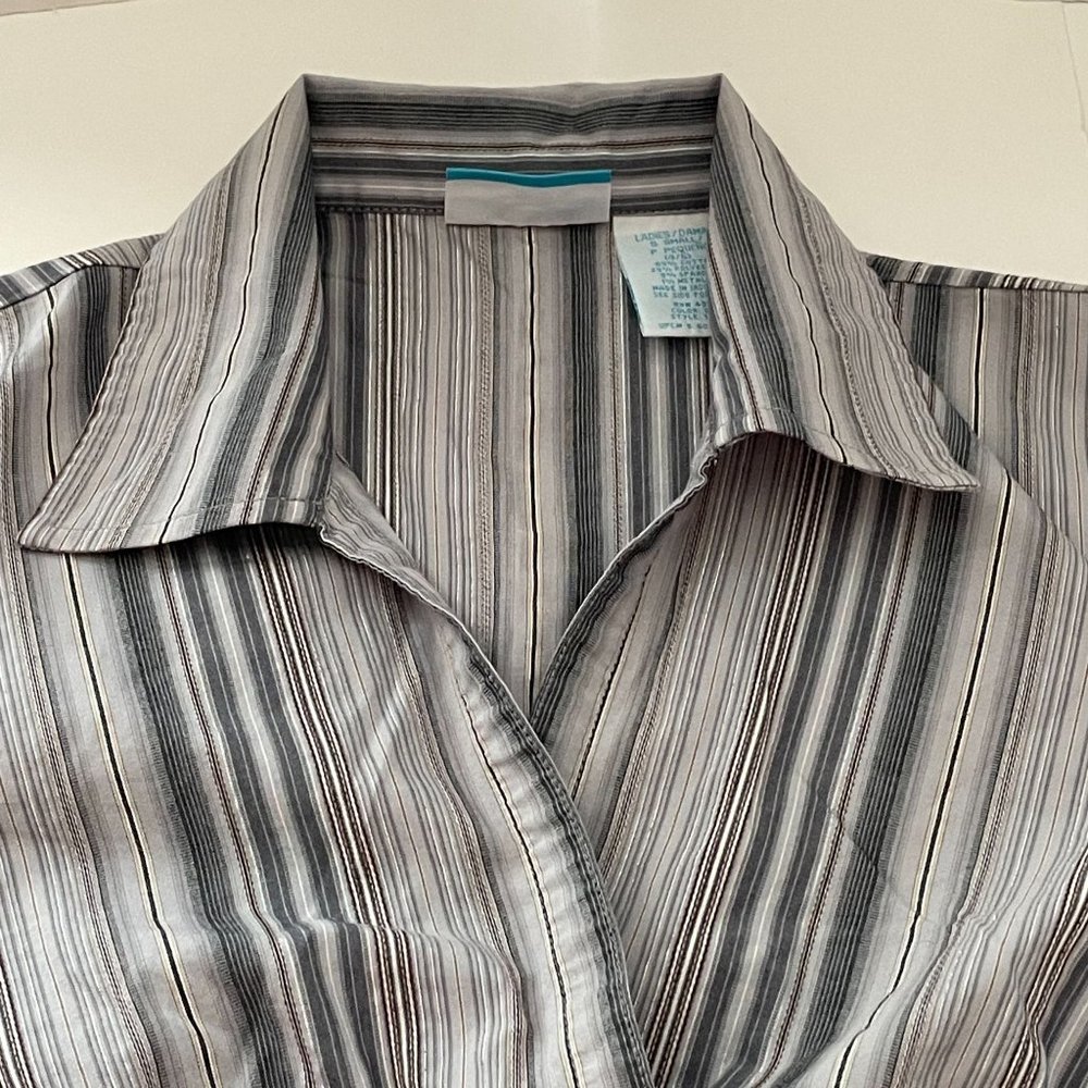 4/$25 Announcements Maternity Blouse Long Sleeve Career Work Waist Tie Sz S - Picture 3 of 10